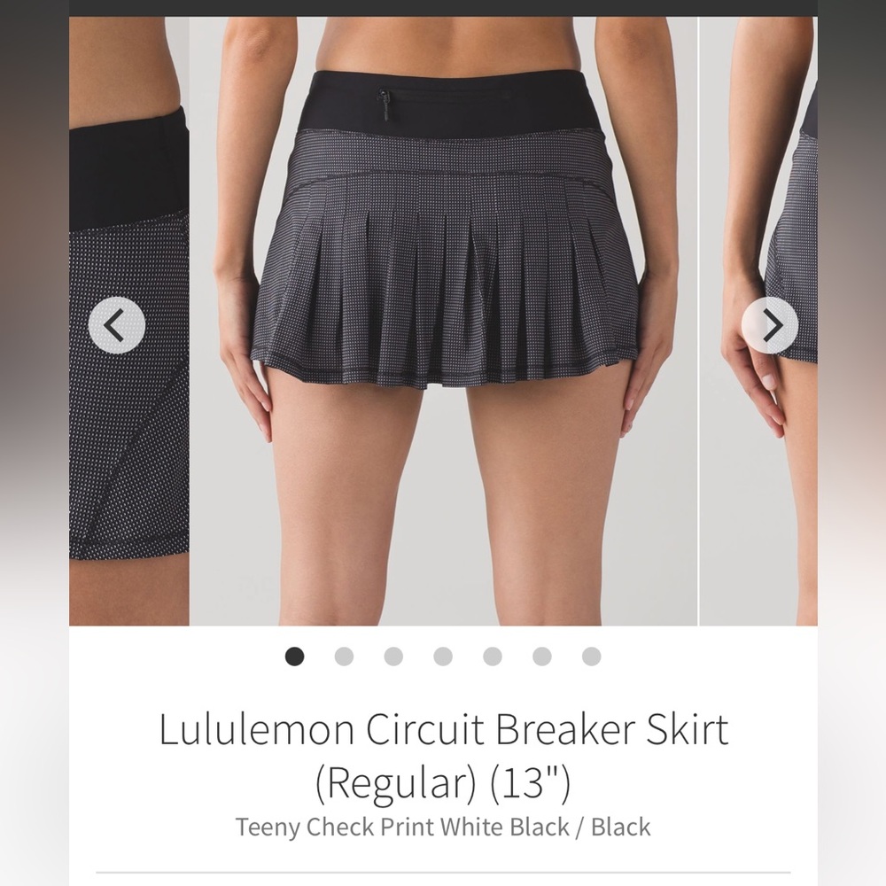 Lululemon sz 10 Circuit Breaker Skirt Teeny Check print black white pleats